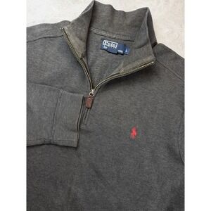 Polo Ralph Lauren Men's Quarter-Zip Gray Pullover Sweater Large Gray Cotton